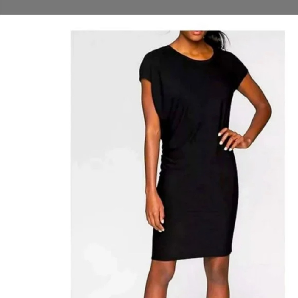 Athleta Black/Silver Gray Sheath Mini Dress Dolman Sleeve